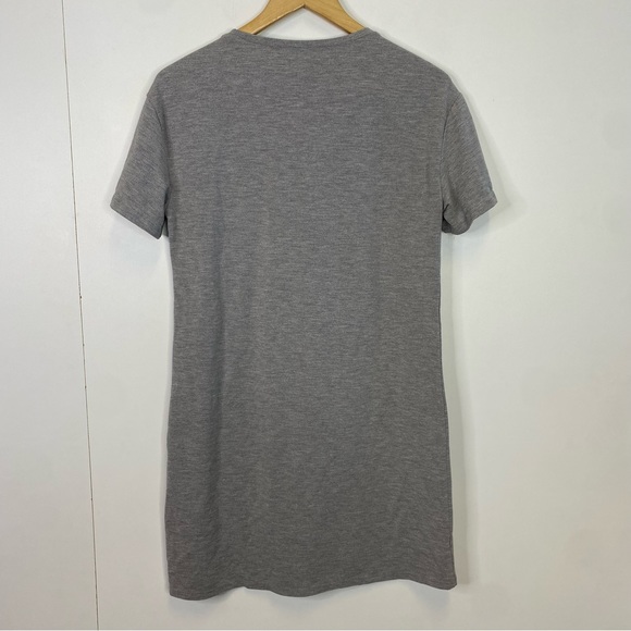 Fabletics Grey Yani Mini Dress Size Medium Tie Bow Sleeve Tshirt Dress - Picture 3 of 5